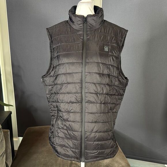 Unisex Black Quilted Puffer Heated Vest Zip Front Size XL NEW - Picture 1 of 16